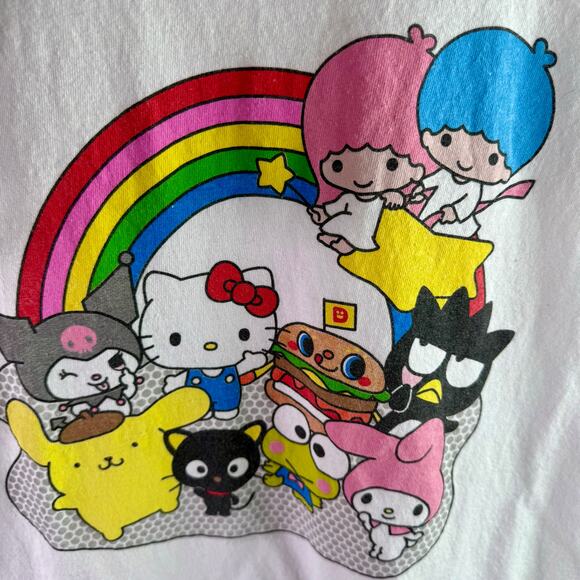 3/$20 Hello Kitty & Friends Adult Large 100% Cotton S/S T-Shirt Anime Rainbow - Picture 6 of 8